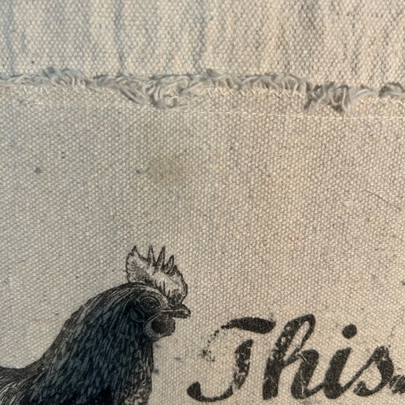 Rooster Table Runner. Country Chic Burlap 76”x14.5” Cream & Dark Gray. - Picture 6 of 14
